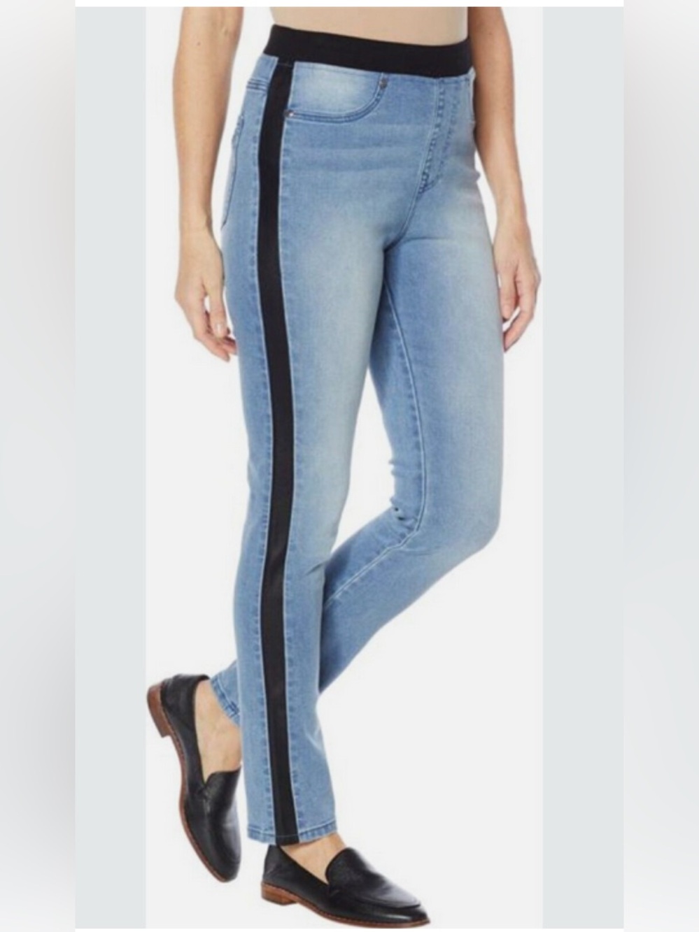 DG2 by DIANE GILMAN black faux leather side stripes skinny jeans-size XL